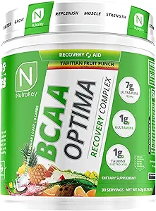 NutraKey BCAA Optima μετά το συγκρότημα αποκατάστασης προπόνησης, χωρίς ζάχαρη, χωρίς υδατάνθρακες, βοήθεια αποκατάστασης, γροθιά φρούτων