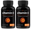 NutraChamps (2 Pack) Βιταμίνη C 1000mg με Elderberry, Citrus Bioflavonoids & Rose HIPS - 120 Κάψουλες Vegan, Αντιοξειδωτικό μη ΓΤΟ συμπλήρωμα για την ανοσοποιητική υγεία & κολλαγόνο 500mg χάπια σκόνης