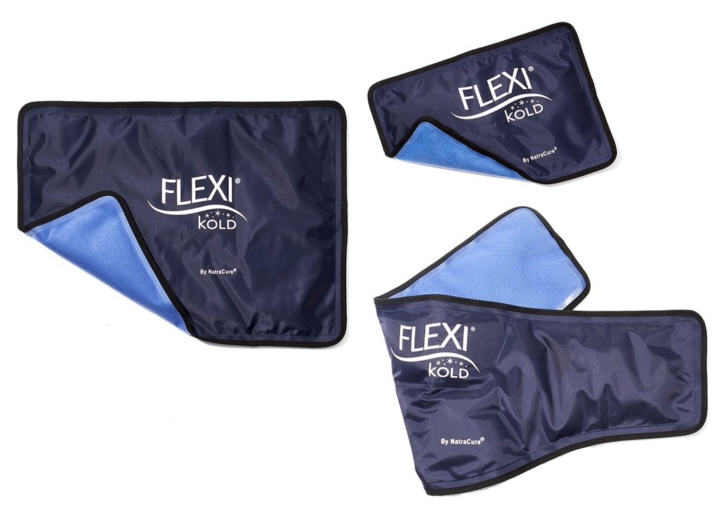 FlexiKold Standard, Half Size and Neck with Straps Gel Ice Cold Packs with Straps - Sizes: Large, Small, and Neck