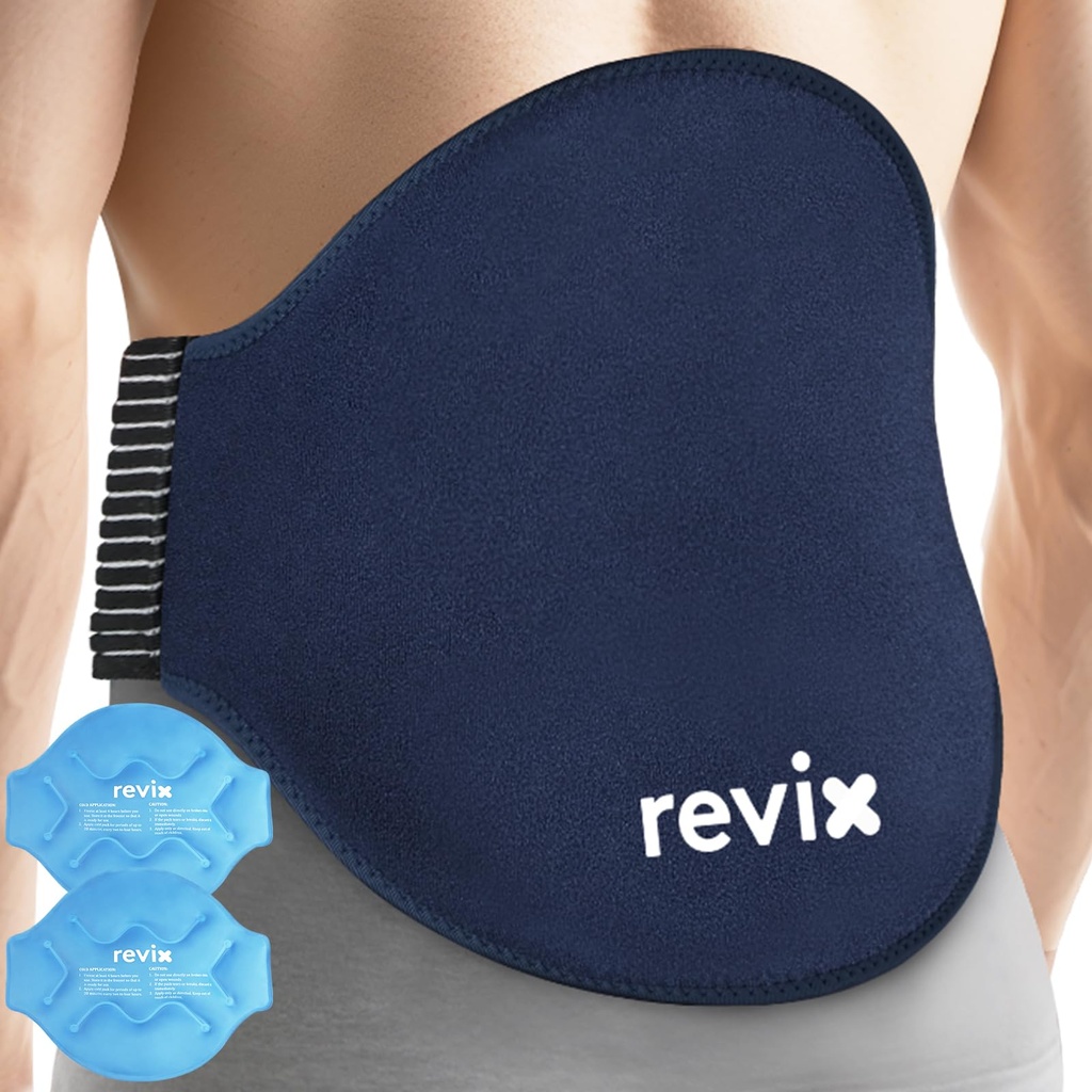 REVIX Extra Large Ice Pack for Back, 2 Packs, Reusable Gel Ice Pack Wrap for Lower Back, 13.4” x 11”, Cold Compress Therapy for Waist, Lumbar Discomfort Relief, Muscle Relaxation, Blue
