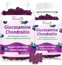 2 Pack Glucosamine Chondroitin Gummies - Glucosamine Chondroitin with MSM, Elderberry, Turmeric, Joint Support Supplement for Adults, Men & Women - Blueberry Flavor, 120 Cts