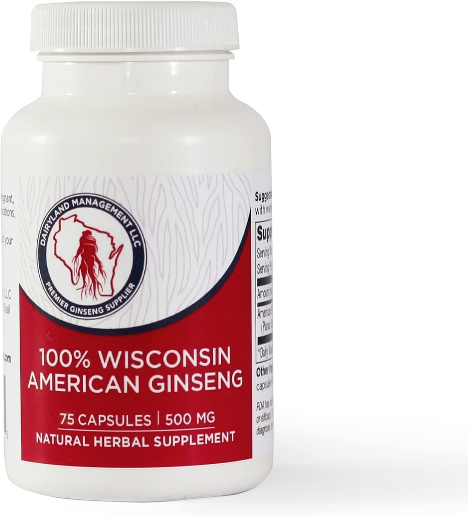 Κάψουλες Dairyland American Ginseng, 75 ct (2000 mg) – Συμπυκνωμένο εκχύλισμα ρίζας Wisconsin Ginseng – ημερήσιο συμπλήρωμα βοτάνων για ανοσοποιητική υποστήριξη