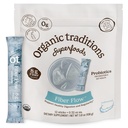 Organic Traditions Fiber Flow Unflavoured, Daily Fiber Supplement Sticks with Acacia, Inulin from Chicory Root, One Billion CFU Probiotics, Easy Mix Drink for Digestive Health, 12 Count