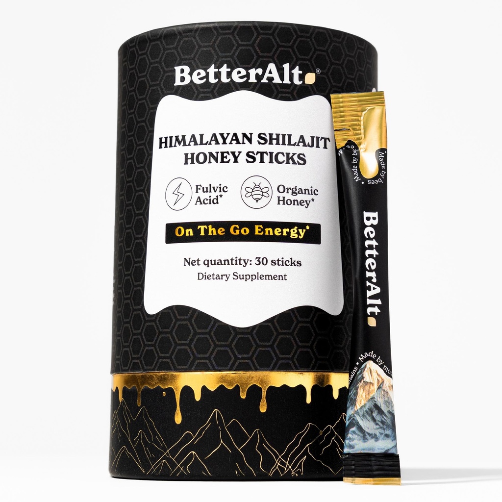 Better Alt Pure Himalayan Shilajit Sticks with Organic Honey, Saffron | Easy to Consume Shilajit| 30 Sticks for Energy Boost & Immune Support, 85+ Trace Minerals, 75%+ Fulvic Acid