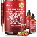 14-in-1 Berberine with Ceylon Cinnamon Supplement Liquid Drops, 1800mg + 30:1 Liposomal Tech with Cayenne Pepper, Soursop, Chromium, Bitter Melon, Turmeric, Moringa, Gymnema, Glucomannan, 2 Bottle