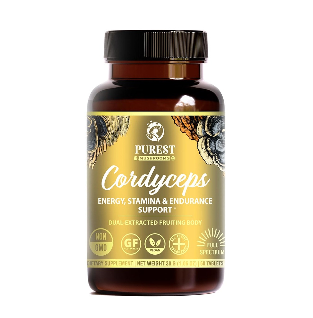 Cordyceps Mushroom Extract Tablets - 30g Monthly Supply - Dual-Extraction Fruiting Body - 35%+ Beta-glucans + Active Compounds - Pure Organic Cultivation - No Fillers or Additives