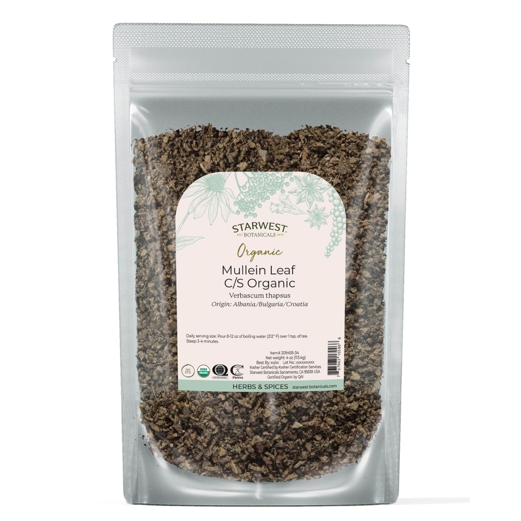 Starwest Botanicals Organic Mullein Leaf Cut & Sifted, 4 Ounces