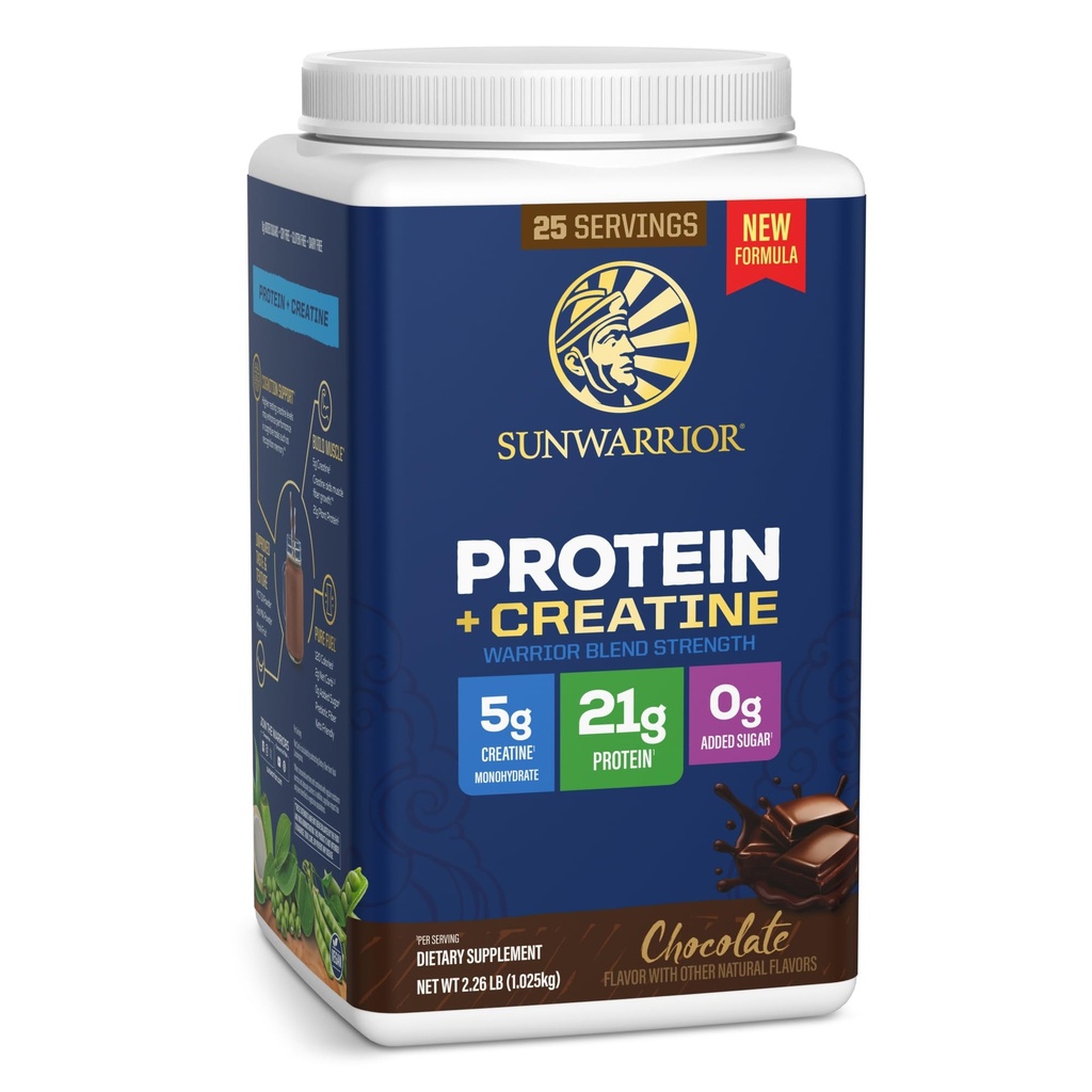 SUNWARRIOR Organic Chocolate Warrior Strength Protein Creatine, 36.1 OZ