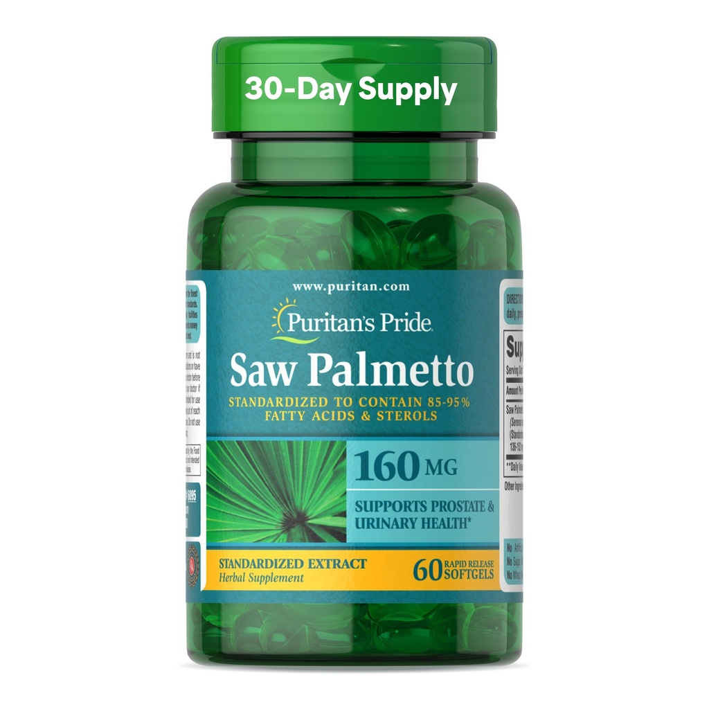 Puritan's Pride Saw Palmetto Extract 160mg, Παραδοσιακό βοτανικό συμπλήρωμα διατροφής για τους άνδρες Prostate και ούρα Υποστήριξη υγείας, 60 κάψουλες ταχείας απελευθέρωσης