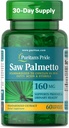 Puritan's Pride Saw Palmetto Extract 160mg, Παραδοσιακό βοτανικό συμπλήρωμα διατροφής για τους άνδρες Prostate και ούρα Υποστήριξη υγείας, 60 κάψουλες ταχείας απελευθέρωσης