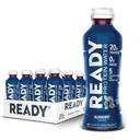Ready® Clear Protein Water – 20g Whey Protein Isolate, Zero Sugar, Low-Calorie Sports Drink for Hydration & Recovery – Electrolytes, Essential Amino Acids – Blueberry, 16.9 fl oz Bottles (12-Pack)