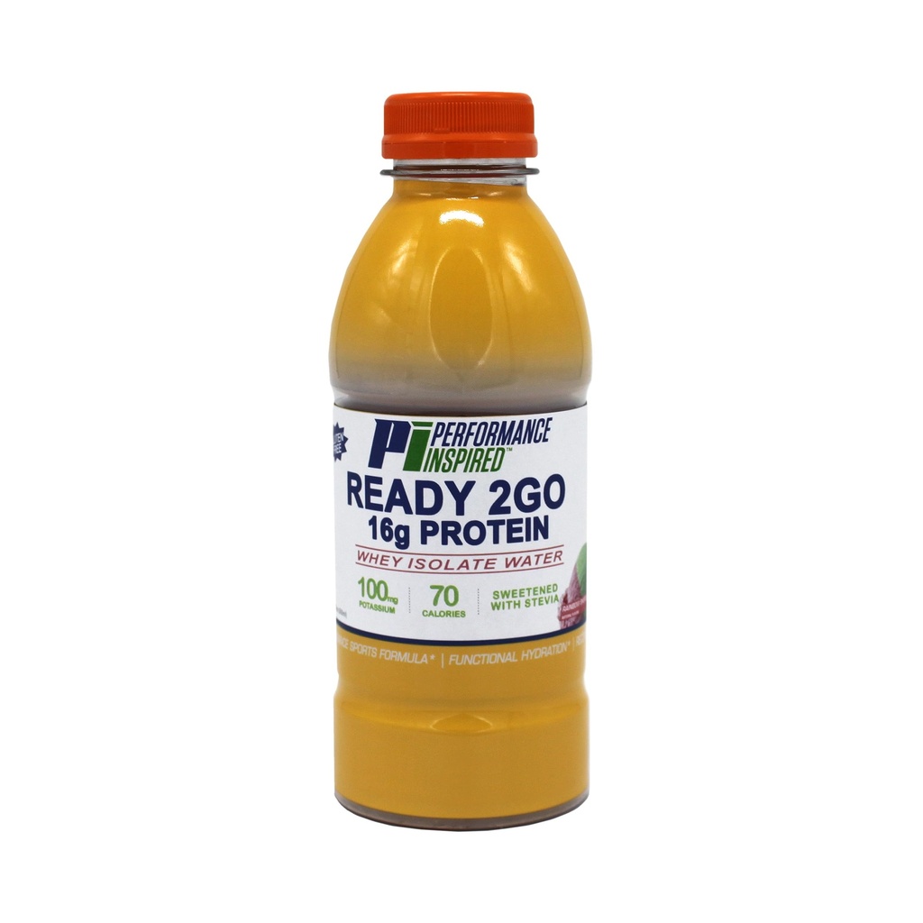 Performance Inspired Nutrition Ready 2Go Protein - Gluten Free - 16 fl oz - Protein Water - 6 count case - Rainbow Sherbet
