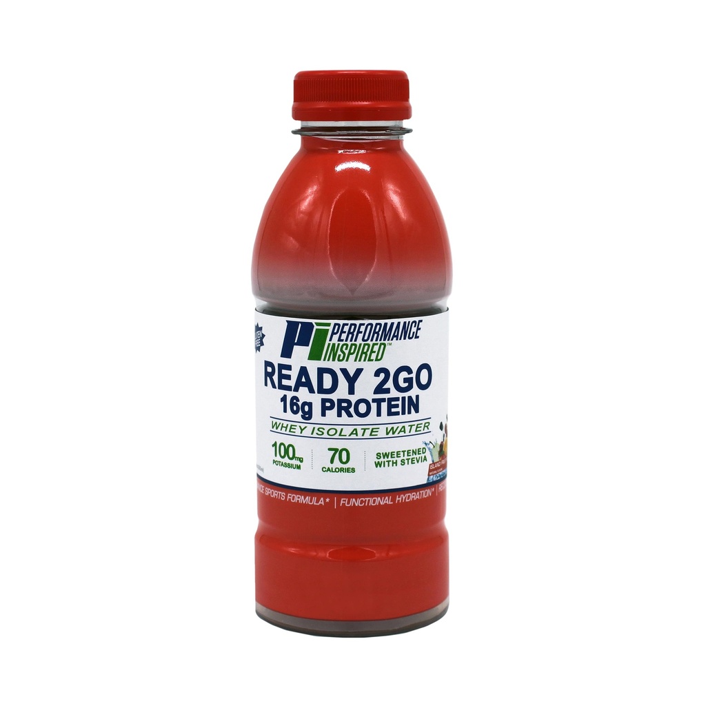 Performance Inspired Nutrition Ready 2Go Protein - Gluten Free - 16 fl oz - Protein Water - 6 count case - Island Fruit Punch
