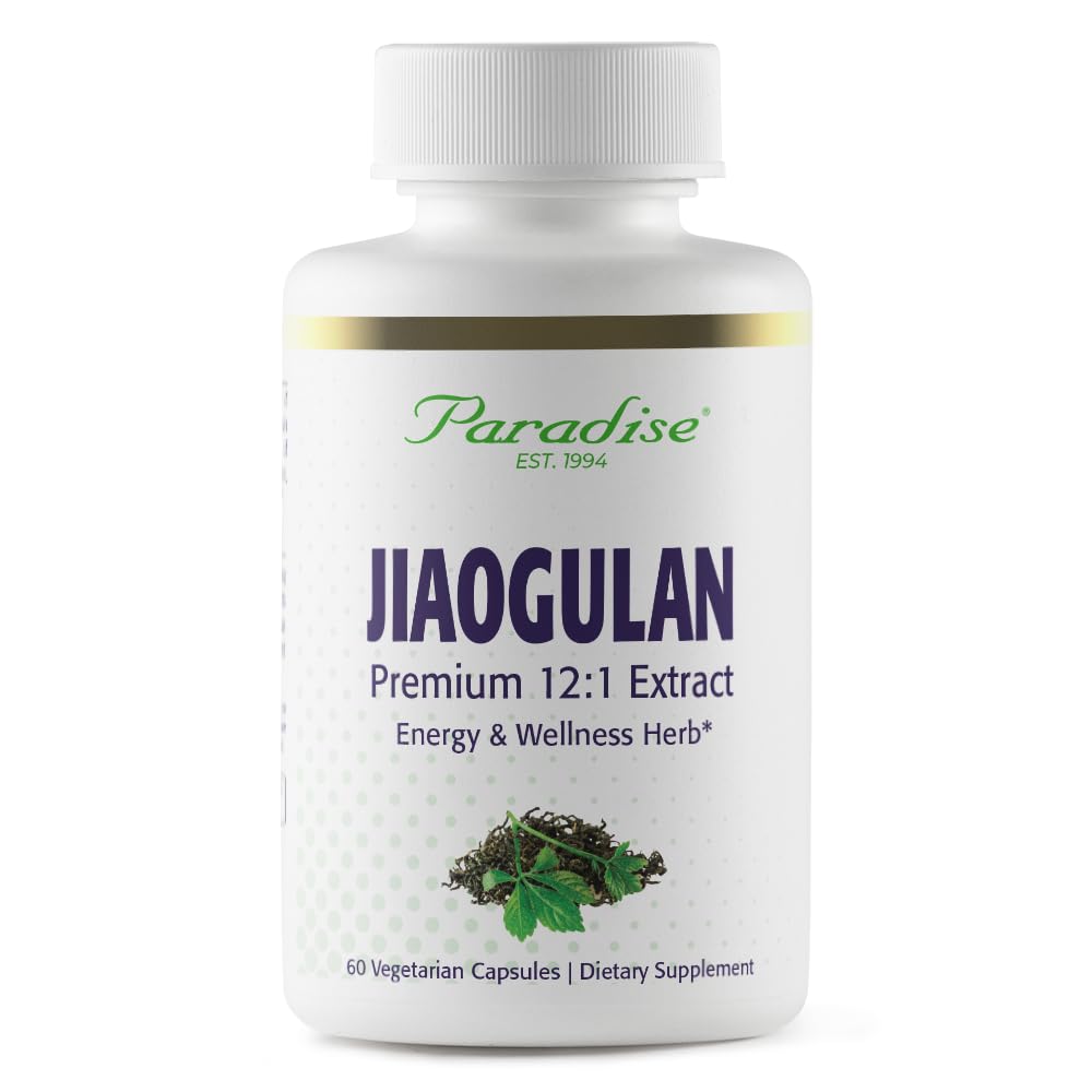 Paradise Herbs Jiaogulan, Vital Energy Adaptogen, Active Whole Spectrum, Super Potent, Ultra Pure, Vegan, Non-GMO, Gluten Free 60 Vegetarian Capsules