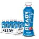 Ready® Clear Protein Water – 20g Whey Protein Isolate, Zero Sugar, Low-Calorie Sports Drink for Hydration & Recovery – Electrolytes, Essential Amino Acids – Mixed Berry, 16.9 fl oz Bottles (12-Pack)