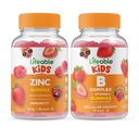 Ζωηρό Zinc Kids + B Complex Kids, Gummies Bundle - μεγάλη γεύση, συμπλήρωμα βιταμίνης, χωρίς γλουτένη, GMO δωρεάν, μασώμενη Gummy