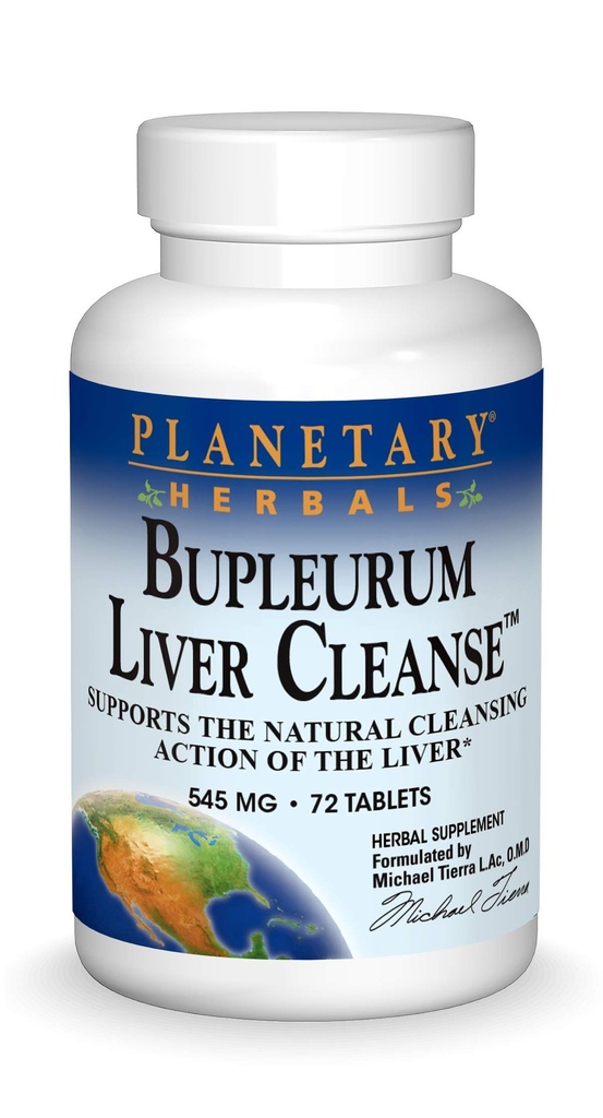 Planetary Herbals Bupleurum Liver Cleanse 545mg - With Calcium, Cypress Rhizome, Ginger & More - 72 Tablets