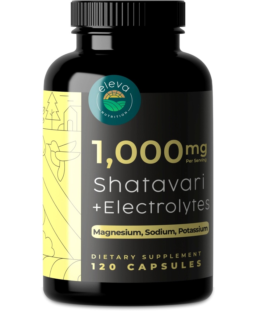 Organic Shatavari Root Capsules - Supports Women's Hormonal Balance & Wellness - Enhanced with Electrolytes - Magnesium, Sodium, and Potassium - 120 Capsules