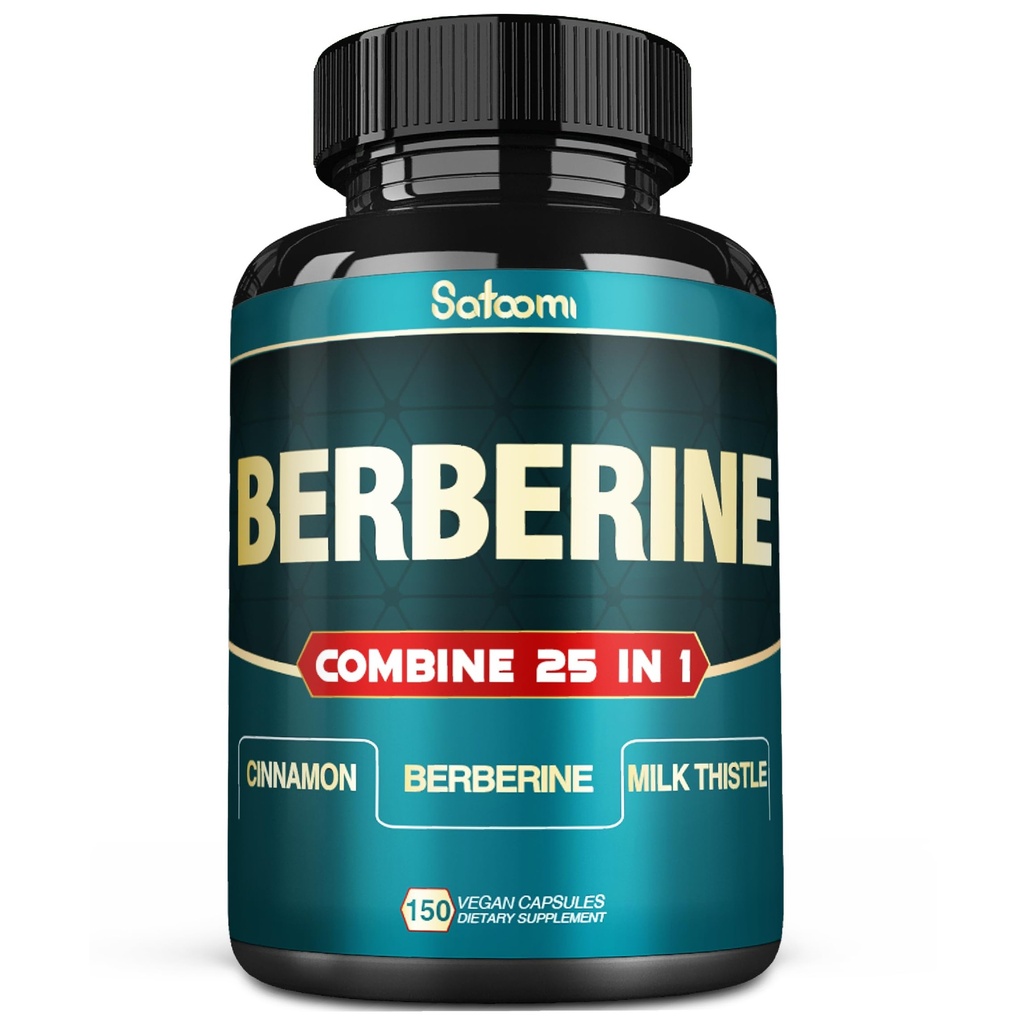 Satoomi 25in1 Berberine Supplement - Βερβερίνη Hcl - Κεϋλάνη Κανέλα - Γαϊδουράγκαθο γάλακτος και περισσότερα