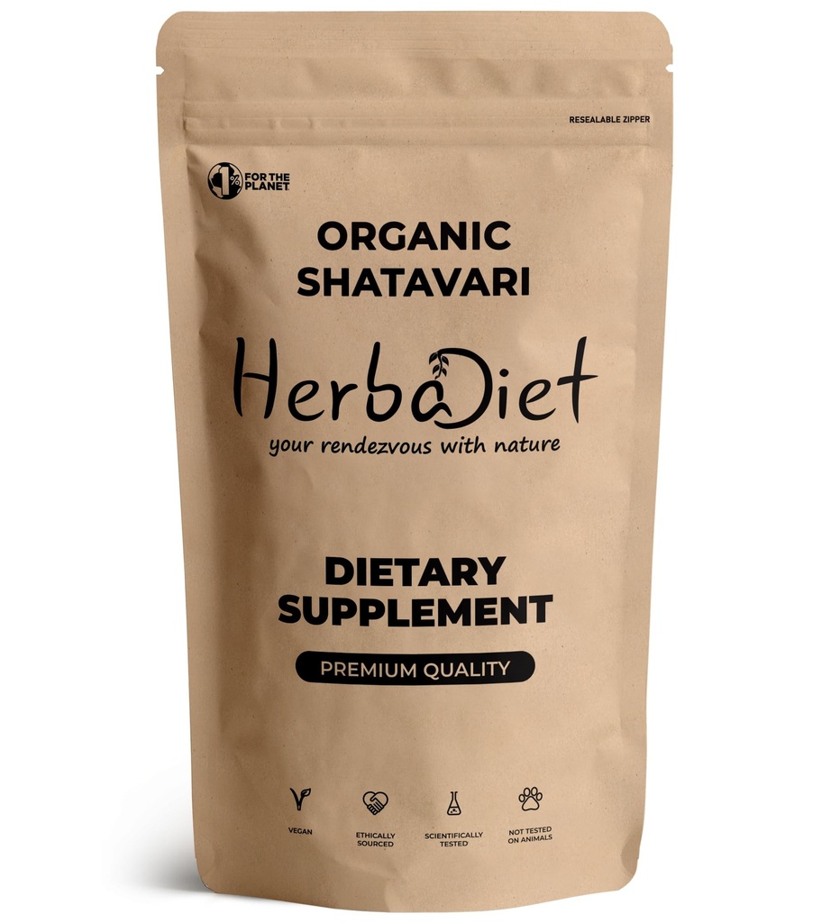 Herbadiet Shatavari Root Organic Powder | Ayurvedic Herb for Women Health Support, Balanced Female Hormones, Lactation Supplement | 100% Pure Wild Asparagus Racemosus Roots (227 gram/ 8 oz)