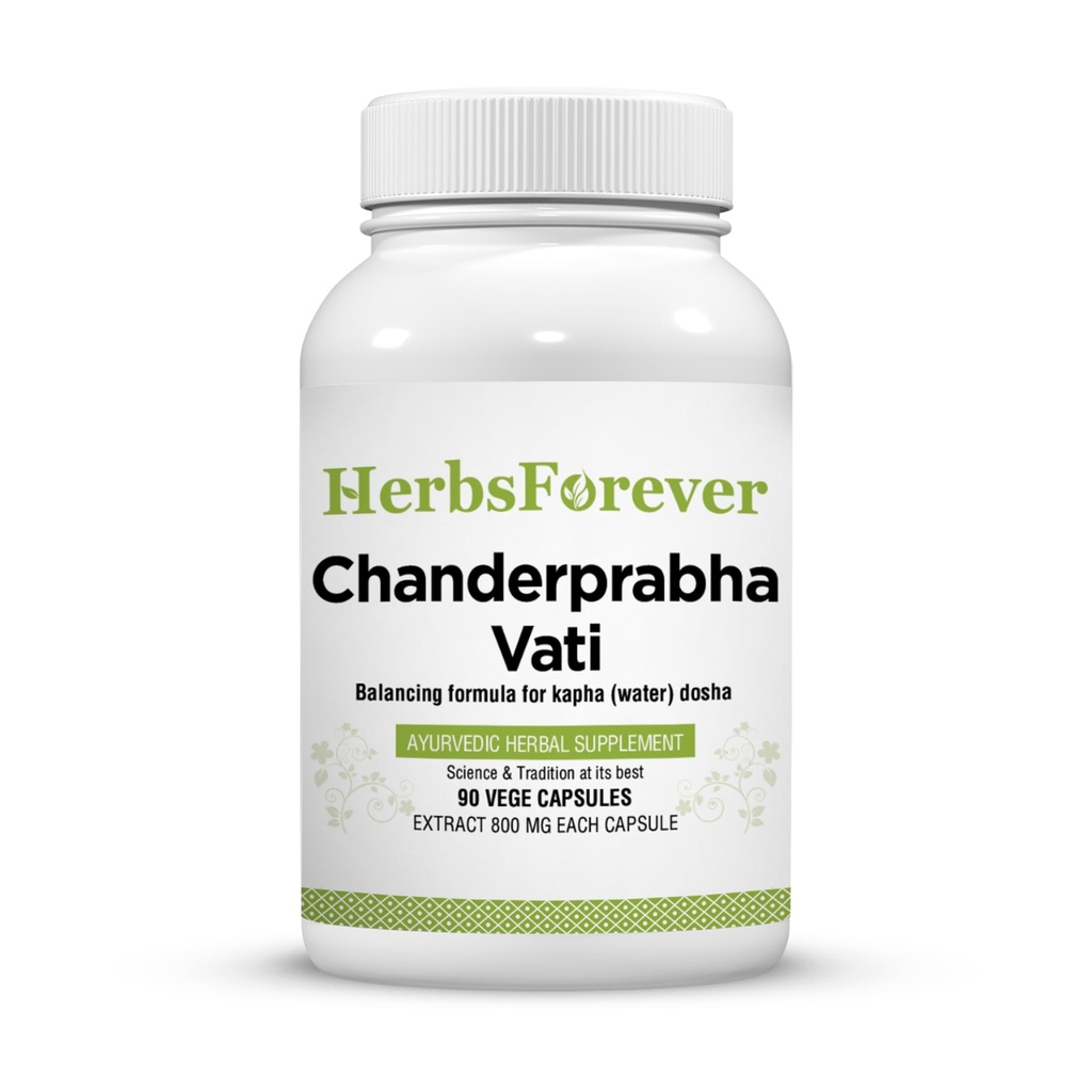 Herbsforever Chanderprabha Capsules Traditional Ayurvedic Formulation Kapha Balancing Supplement Supports Healthy Kidneys and Urinary Function 90 Vege Capsules 800 Mg Each