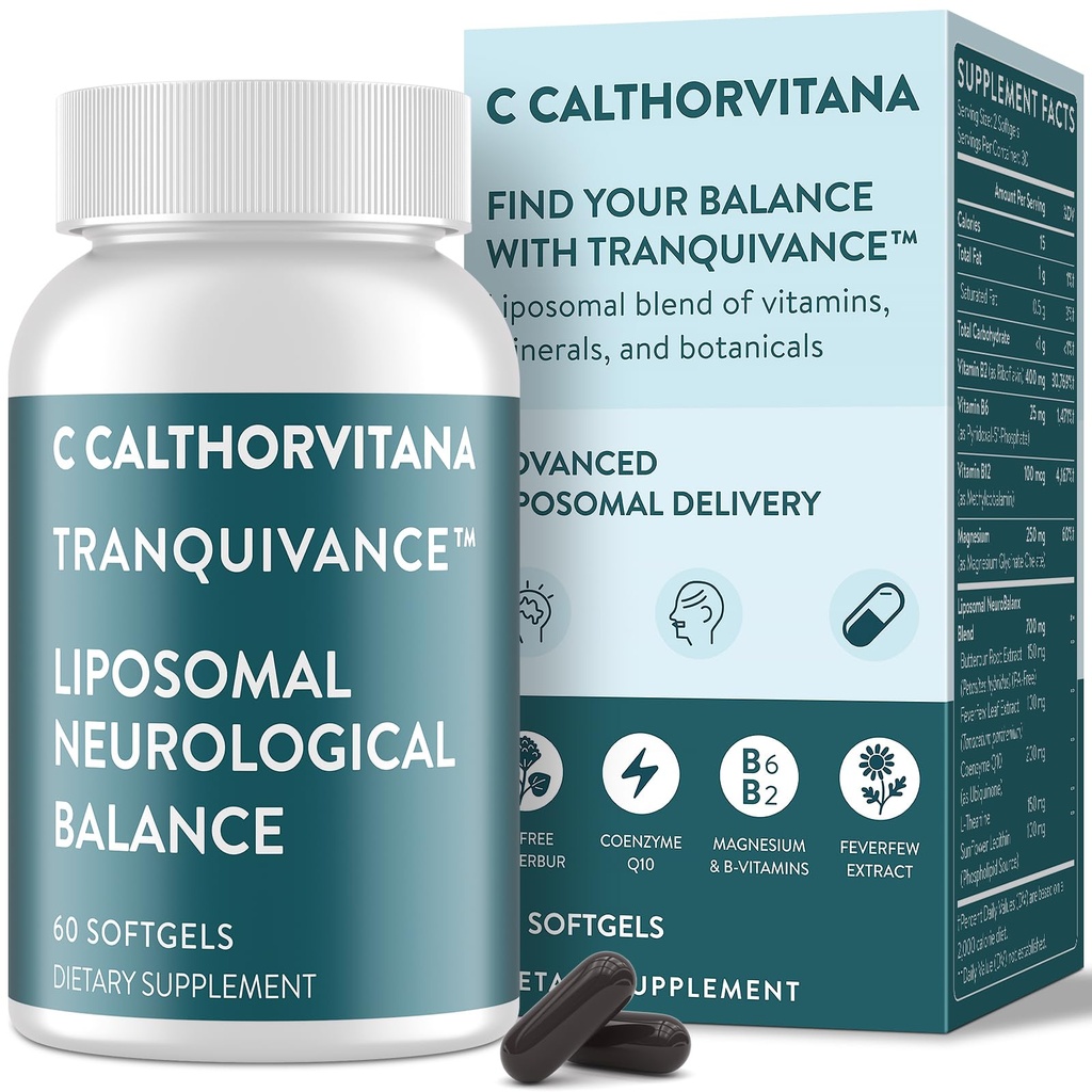 Migraine Relief Supplement – Liposomal Riboflavin, Vitamin B2 B6 & B12, Magnesium, CoQ10, L-Theanine, PA-Free Butterbur & Feverfew – Natural Head & Nerve – 60 Softgels