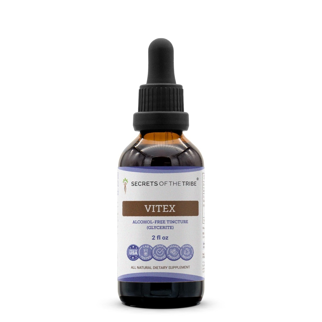 Secrets of the Tribe Vitex Tincture Alcohol-Free Extract, Chaste Tree, Vitex Agnus-Castus Dried Berry (2 FL OZ)