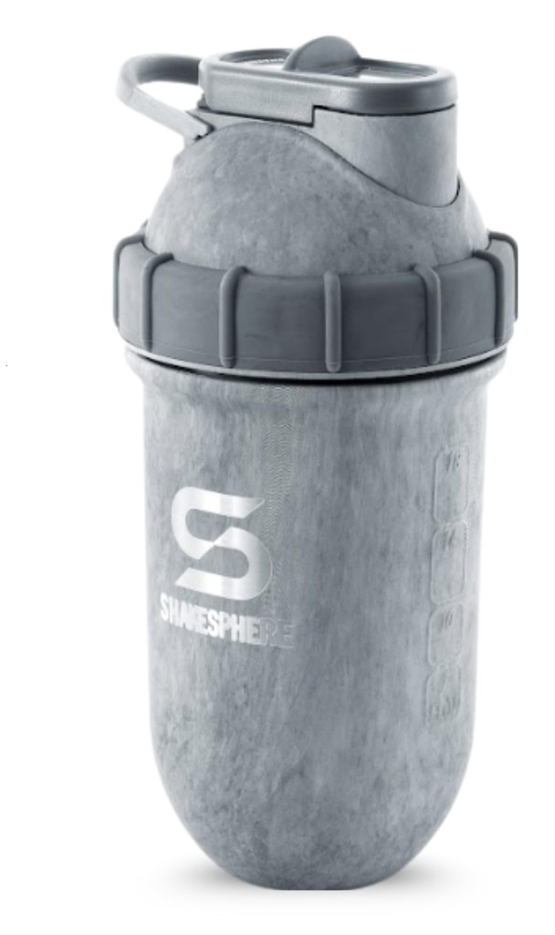 SHAKESPHERE Stainless Steel Shaker Bottle - 24oz Insulated Protein Shaker Bottle for Hot & Cold Drinks - Ideal for Shakes & Smoothies, Leak-Proof, BPA-Free, No Mixer Ball Needed, Concrete