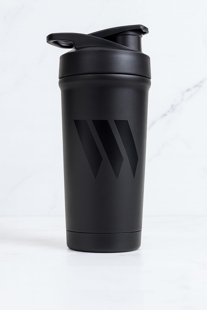 Swolverine® Stainless Steel Shaker | Black on Black Stainless Steel Protein Shaker Bottle