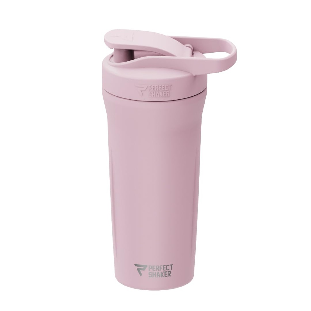 PerfectShaker Premium Stainless Steel Shaker Bottle – Double Wall Vacuum Insulated, Leak-Proof, BPA-Free, Non-Toxic, ActionRod Mixing – Gym, Fitness & Travel Protein Shaker -27oz (Blush)