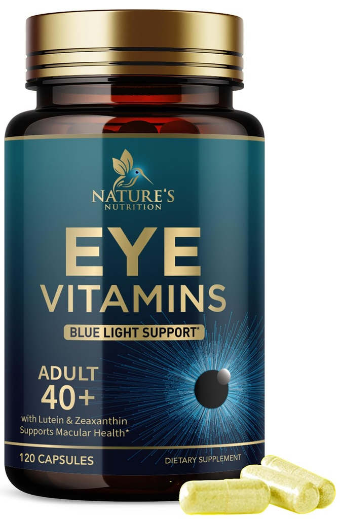 Συμπλήρωμα οφθαλμικών βιταμινών - Advanced Eye Care Vitamin with Lutein, Zinc, Vitamins C, E, Zeaxanthin & Minerals - Vision Multivitamin for Macular Health & Dry Eyes, Vegan, Εμφιαλωμένο στις ΗΠΑ - 120 Κάψουλες