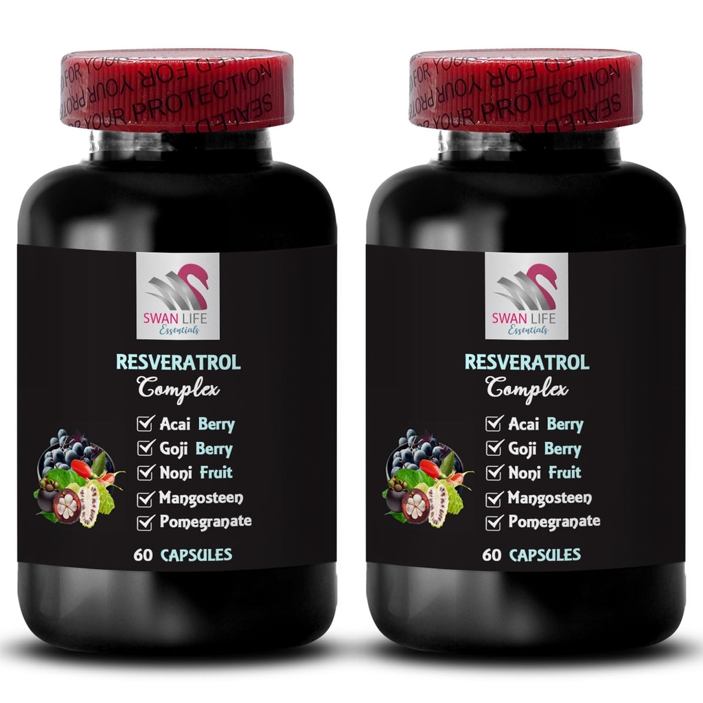 Berry Antioxidants - RESVERATROL COMPLEX - Daily Support, Powerful Antioxidants, Hydration Balance, Noni Power, Acai Berry Strength, Nutrient Boost, Refreshing Blend, Blueberry Power 2 Bot 120 Caps