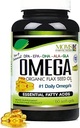 Natural Omega 3-6-9 Blend with DPA, EPA, DHA, ALA and GLA and Organic Flax Seed Oil Plus Wild Caught Natural Fish Oil - Over 2,800 Milligram Strength - Gluten Free - Made in The USA - 60 SoftGels