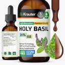 BIO KRAUTER Holy Basil Tincture - Tulsi Powder Liquid Extract - Υποστηρίζει την ηρεμία και την χαλάρωση - Συμπλήρωμα ουρσολικού οξέος - Αλκοόλ και ζάχαρη δωρεάν - σταγόνες Vegan 2 Fl.Oz.