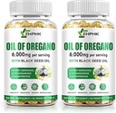 Oil of Oregano with Black Seed Oil, 6000mg Oregano Oil Capsules Organic Natural Carvacrol & Thymoquinone, Immune Digestive Support, Non-GMO, Gluten Free, 120 Count