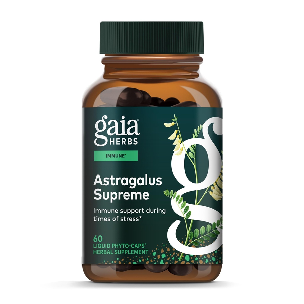Gaia Herbs Astragalus Supreme - Immune & Antioxidant Support* - Συμπλήρωμα βοτάνων με ρίζα Astragalus, Schisandra Berry & Ligustrum - 60 Vegan Liquid Phyto-Capsules (15-Day Supply)