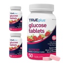 TRUEplus Glucose Tablets, Chewable, Raspberry Flavor, 15g Fast-Acting Carbohydrates, Fat Free, Gluten Free, Boost Energy, 50 Count, 3 Bottles