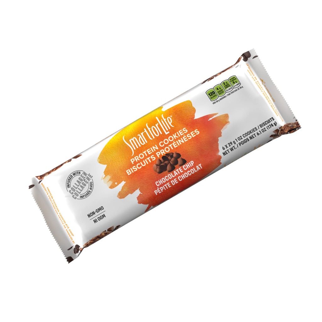 Smart for Life Chocolate Chip Protein Cookies - Υψηλή πρωτεΐνη Cookie Diet - 6 Count - Αντικατάσταση γεύματος - On-the-Go Snack - Χαμηλή ζάχαρη Χαμηλές θερμίδες Super High Fiber Cookies - Σνακ πρωτεϊνών
