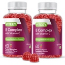 Viteey Vitamin B Complex Gummies with Vitamin C - Ενέργεια, Μεταβολισμός & Ανοσολογική Υποστήριξη - B6, B12, Νιασίνη, Φολικό οξύ, Βιοτίνη, Ασβέστιο - Vegan, Χωρίς Γλουτένη - 120 Count