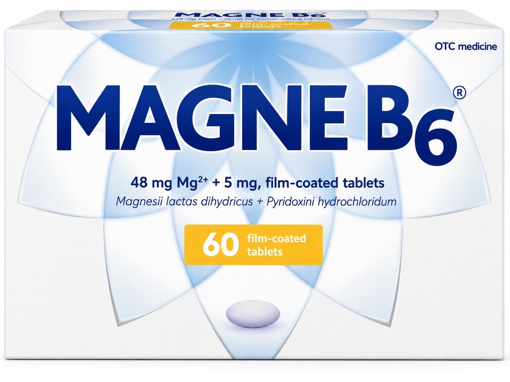Sanofi Magne B6 Magnesium and Pyridoxine Επικαλυμμένα δισκία, 60 Count