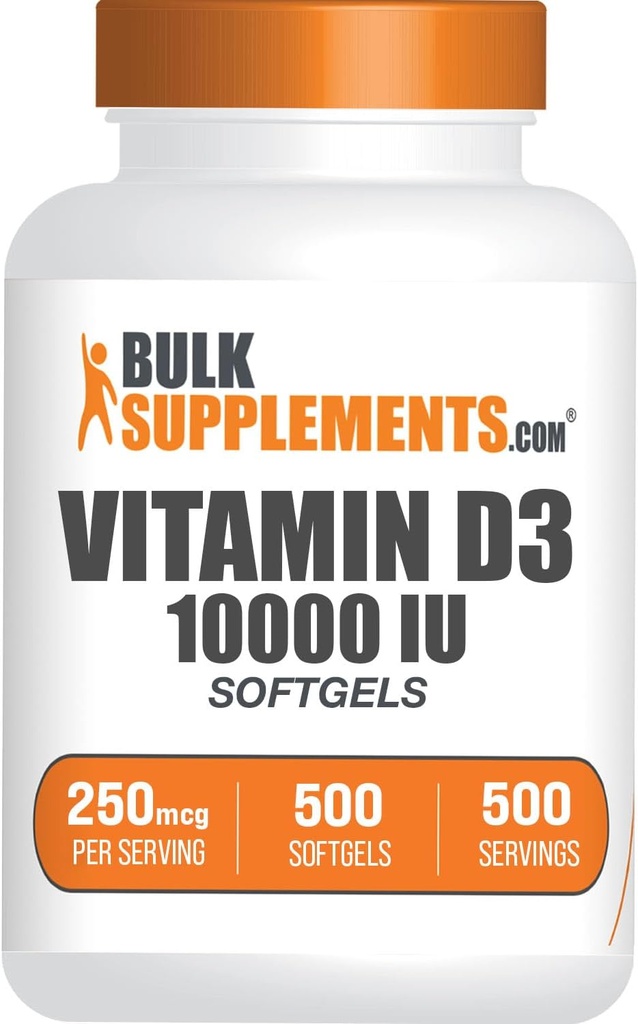 BulkSupplements.com Βιταμίνη D3 10000IU Softgels - Cholecalciferol, D3 συμπλήρωμα, βιταμίνη D 10000 IU - 1 βιταμίνη D3 Softgel (250mcg βιταμίνης D) ανά σερβίρισμα - 500-Day Supply, 500 Softgels