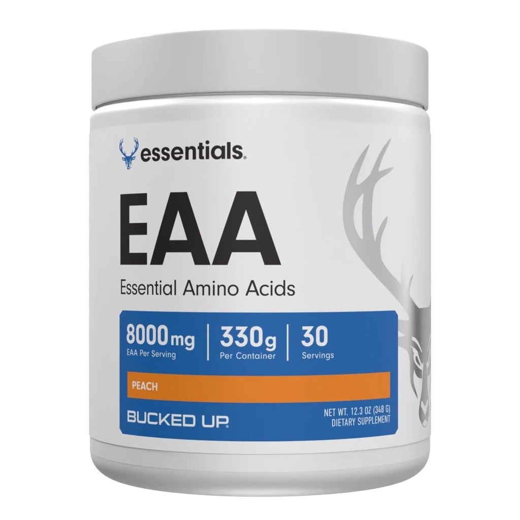 Bucked Up Essential Amino Acids - EAA Powder - Easy Mix, Non Clumping Formula - for Pre/Intra Workout - Peach Flavor - 30 Servings - 11.6 oz