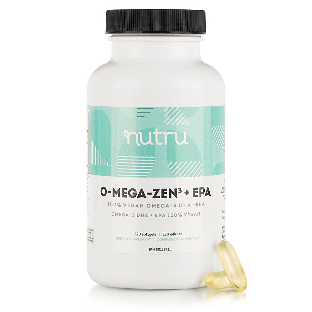 O-Mega-Zen3 +EPA Vegan Omega 3 συμπλήρωμα - Fish Oil Εναλλακτική - Premium Marine Algal Με βάση Ω-3 DHA και EPA λιπαρά οξέα - Carragenan Δωρεάν - 120 Softgels