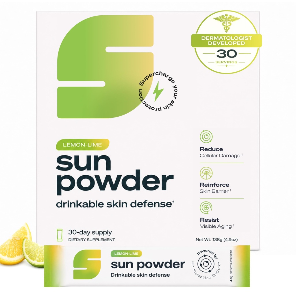 First 3-in-1 Drinkable Skincare, by World-Class Dermatologist & Skin Surgeon, Regenerative Formula, Nicotinamide, Collagen Peptides, Astaxanthin, Glutathione, 30 Stick Packs, Lemon Lime