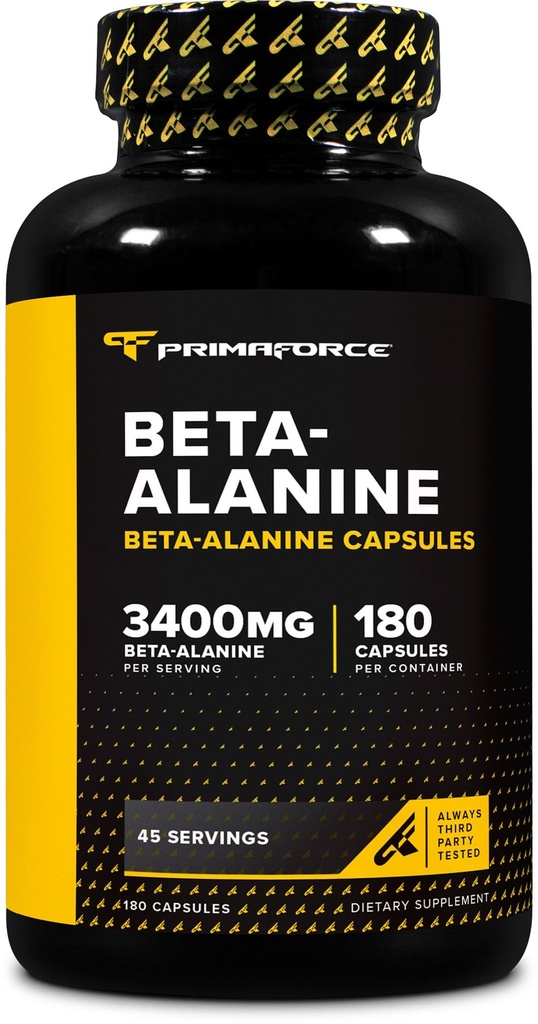 Primaforce Beta Alanine Κάψουλες 3,400mg, 180 Κάψουλες (45 μερίδες) - Ισχυρό συμπλήρωμα β-Αλανίνης