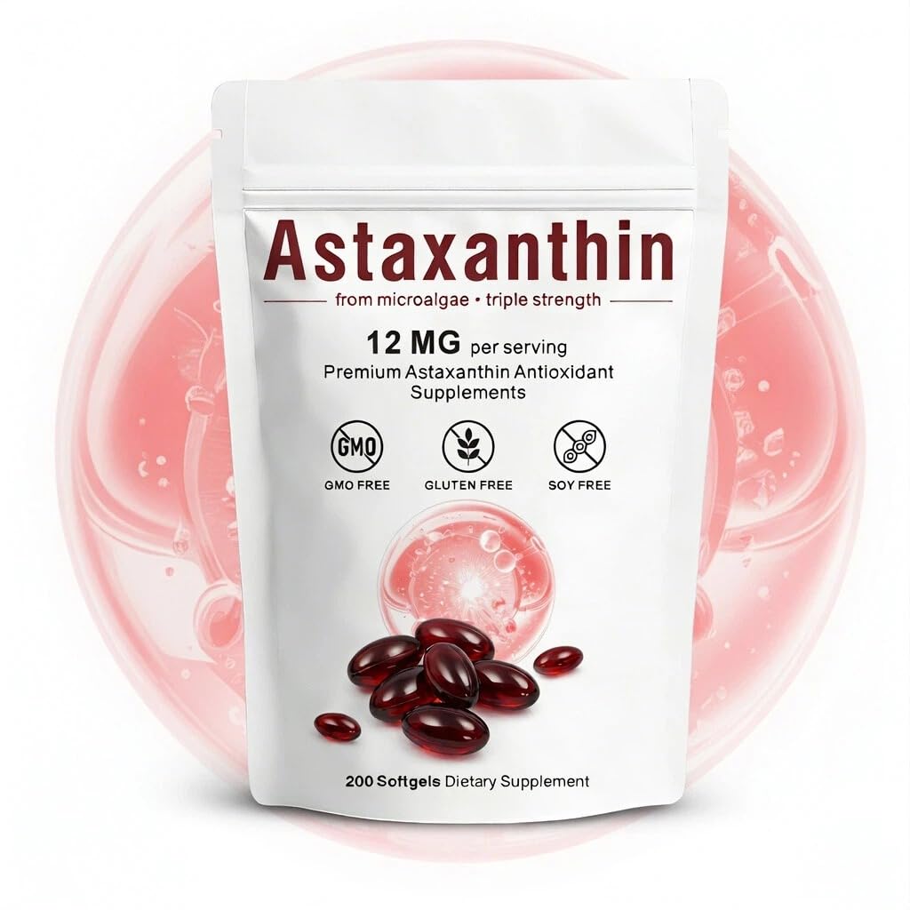 Astaxanthin 12mg, 200 Softgels, 7-Month Supply