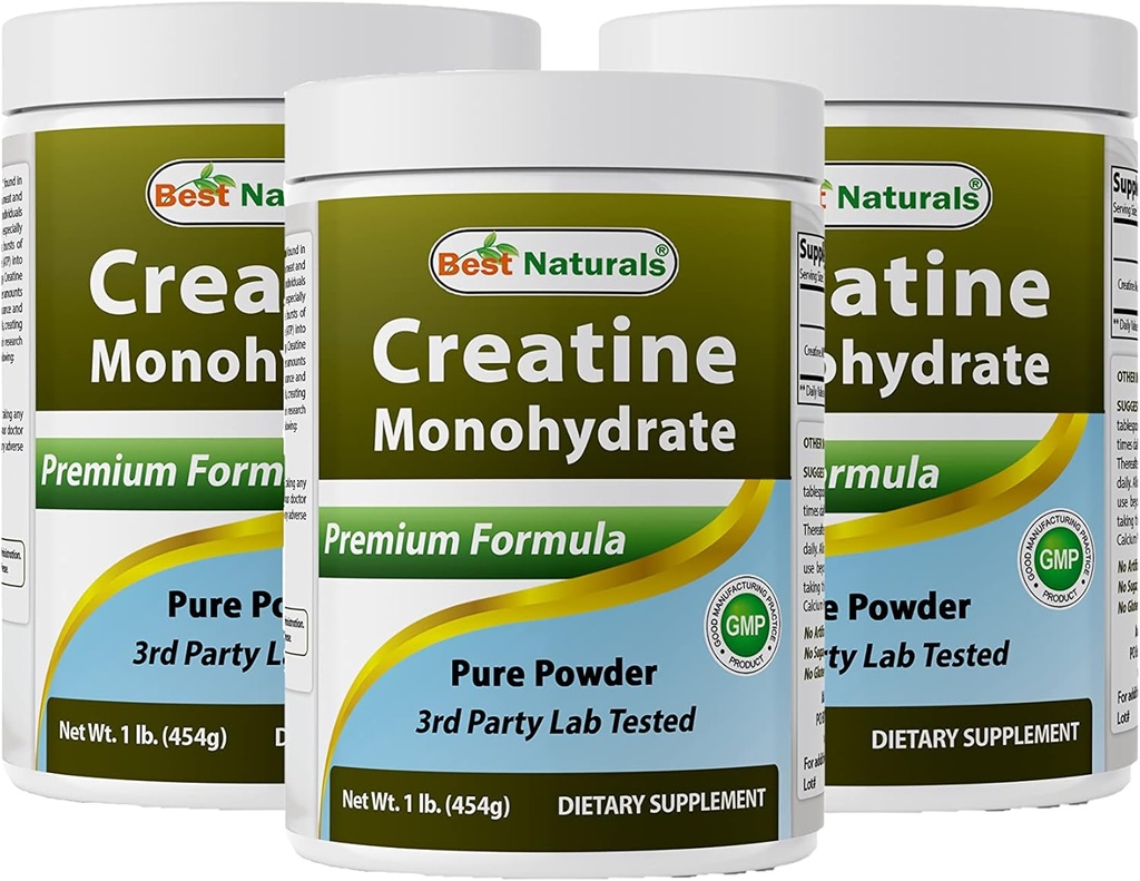Best Naturals Creatine Monohydrate 1 Lb Pure Powder (1 LB (Pack of 3))