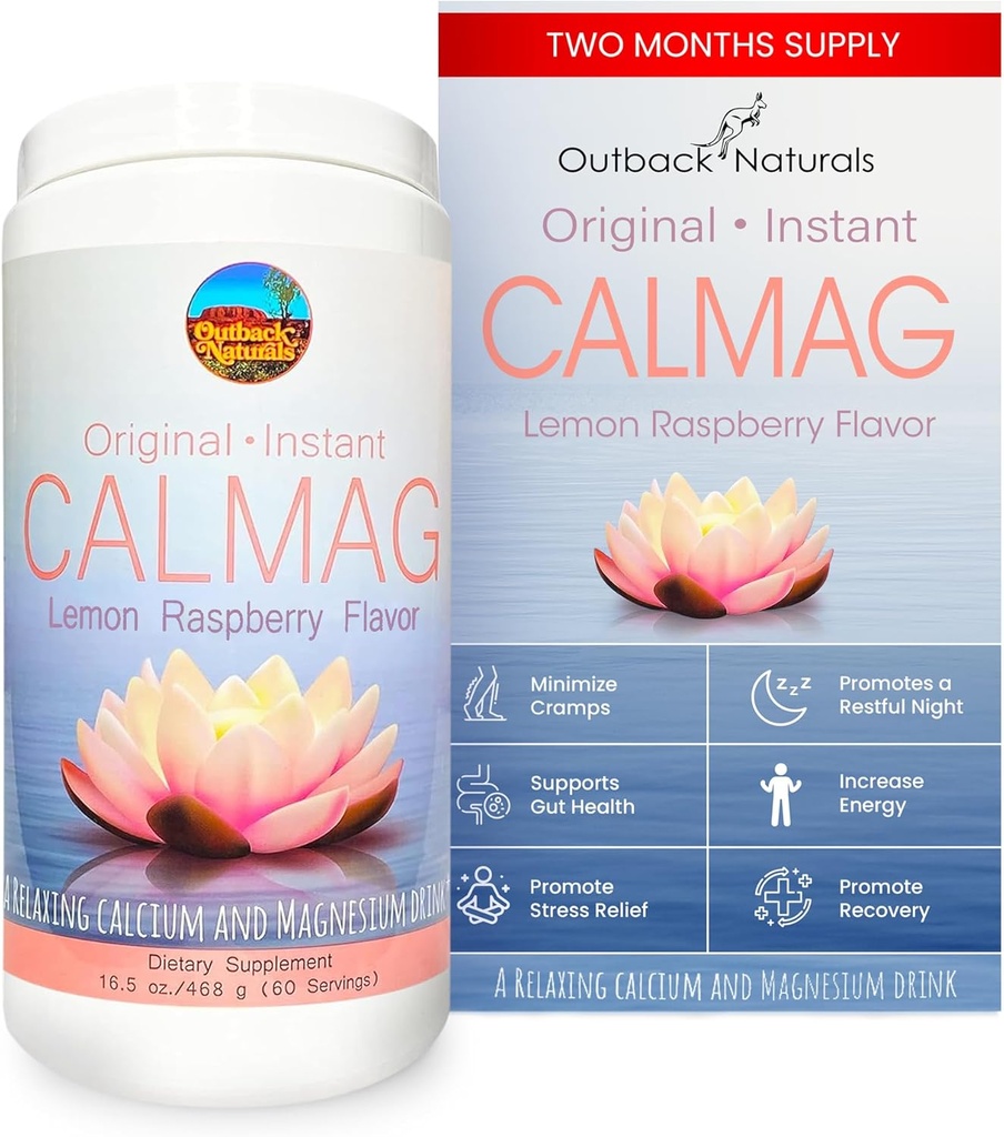 CalMag 2:1 High Absorption Calcium Magnesium Citrate Powder Supplement for Stress Relief, and Sleep, Calcium Supplement for Bone Health, Lemon Raspberry Flavor 16.5oz (Pack of 1)