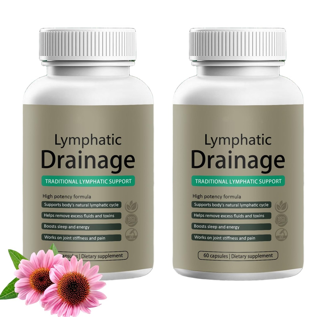 Lymphatic Drainage Capsules – Maximum Potency Formula with Dandelion & Cleavers Extract, Supports Cellulite Reduction & Lymphatic Drainage, 60 Capsules(2PCS)