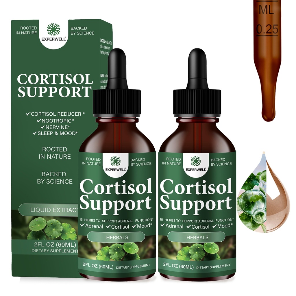 Adrenal Support Supplement | Cortisol & Daily Stress Support | Supports Energy, Mood & Adrenal Wellness | With Ashwagandha, Lion’s Mane, Rhodiola & Reishi | Non-GMO | Gluten Free (4 Fl Oz(Packof 2))